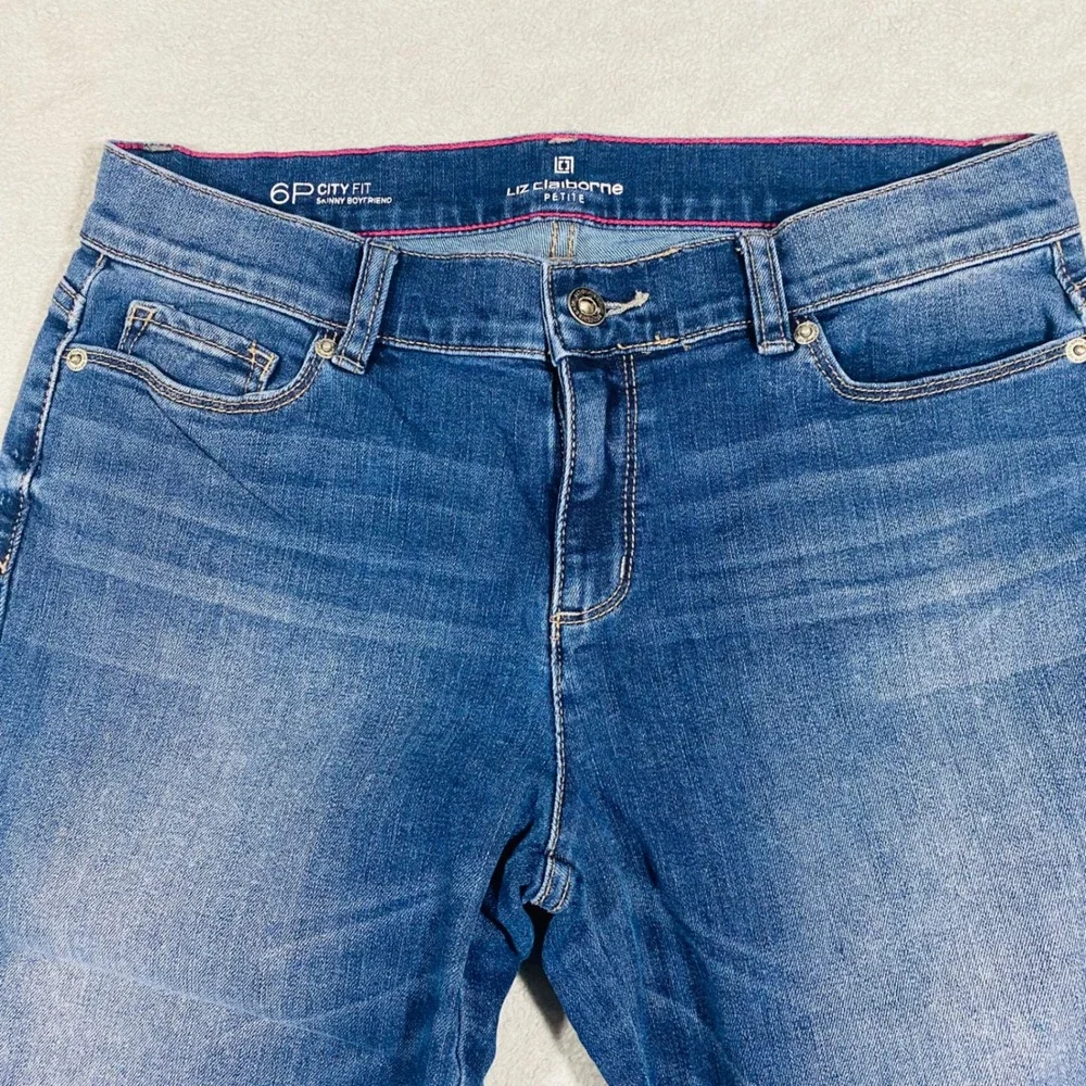 Liz Claiborne Skinny‎ Boyfriend Jeans Women 6P Blue Petite City Fit Capris